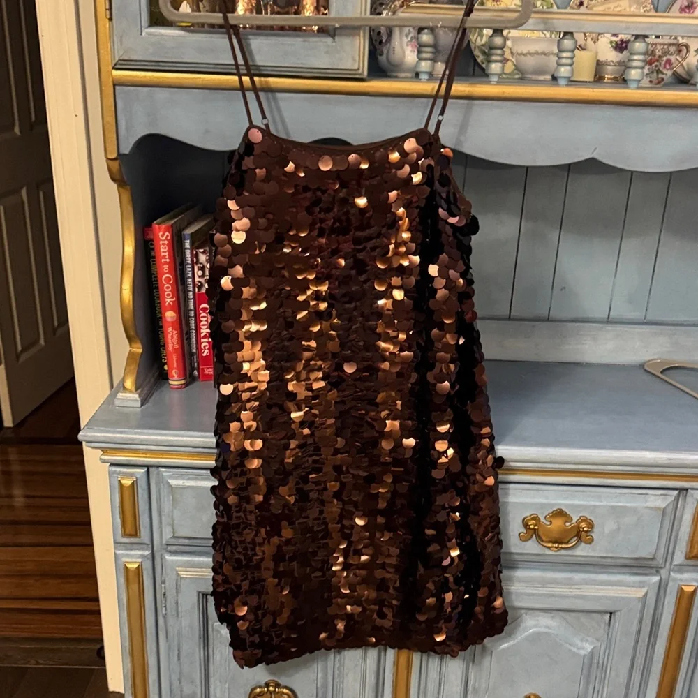 Brown Sequin Dress medium - Picture 1 of 3